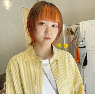 セミロング カラー ブリーチカラー特化 梅田中崎町/あかりのヘアスタイル