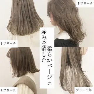ミディアム カラー ネイル ハイトーンボブ 前田 表参道　グレージュのヘアスタイル
