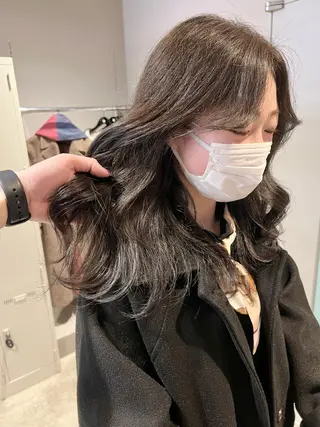 ミディアム カラー パーマ ヘアアレンジ メンズ キッズ ネイル マツエク・マツパ アイブロウ 上品＆韓国風 🥀海心🥀のヘアスタイル