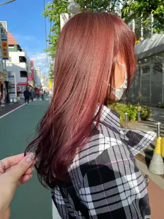 ロング カラー はばすみれ🎀ﾈｲﾙ 光ﾌｪｲｼｬﾙ ﾍｱのネイルデザイン