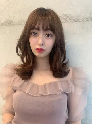 ミディアム カラー 透明感カラー✂︎ /縮毛矯正/YUKAのヘアスタイル