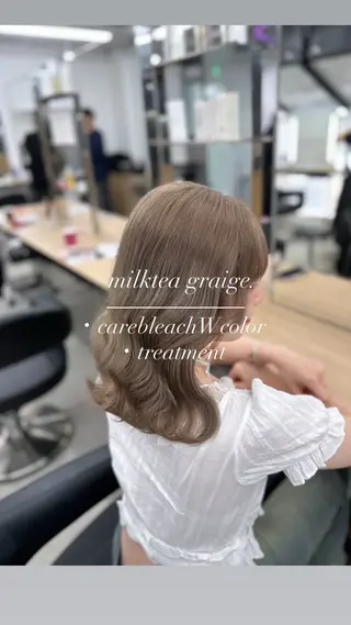 セミロング カラー NAMI🤎ブラウン &ミルクティー🤍のヘアスタイル