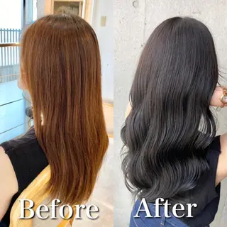 セミロング カラー モテ前髪 タゴメ シンヤのヘアスタイル