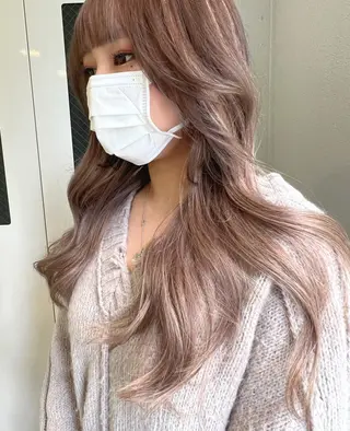 ロング カラー ヘアアレンジ 韓国🤍ワンホンヘア みかん🇨🇳のヘアスタイル