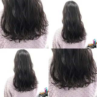 セミロング カラー パーマ ヘアアレンジ メンズ キッズ 上品＆韓国風 🥀海心🥀のヘアスタイル