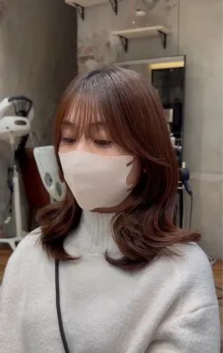 セミロング 銀座/レイヤー 顔周りカット溝手優太のヘアスタイル