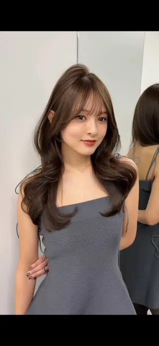 セミロング カラー ブリーチなしヘーゼル 🤎透明感カラー 唯のヘアスタイル
