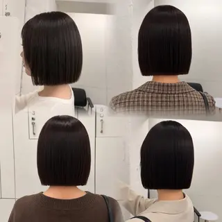 ミディアム カラー mei タッセルボブ 縮毛矯正🧚♂️のヘアスタイル
