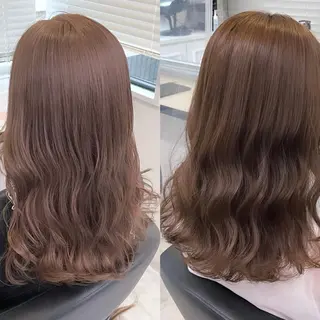 セミロング カラー ヘアアレンジ ピンク・ベージュ🩰 カラー🫧とらのヘアスタイル