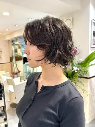 ショート パーマ デジタルパーマ 🌀ボブ　萩原　龍のヘアスタイル