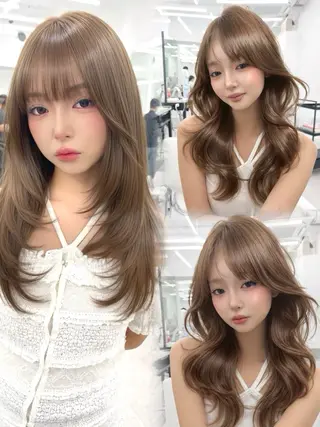 ロング カラー 盛れるベージュ✨韓国 レイヤーkanatoのヘアスタイル