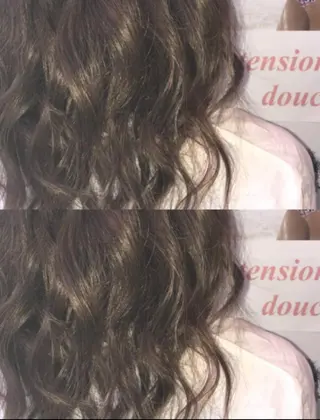 ロング カラー パーマ ヘアアレンジ 大阪レミーエクステ チビ編み込みのヘアスタイル