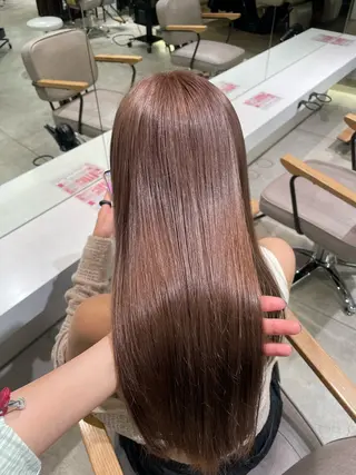 ロング カラー hana🍑 ブリーチなしピンクのヘアスタイル