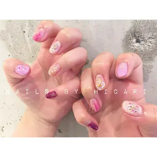 ショート カラー ネイル マツエク・マツパ illum hicariのネイルデザイン