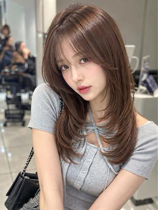 ミディアム カラー 韓国ハイレイヤー ハッシュカット特化のヘアスタイル
