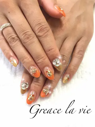 ミディアム カラー パーマ ヘアアレンジ キッズ ネイル マツエク・マツパ Greace  la vieのネイルデザイン