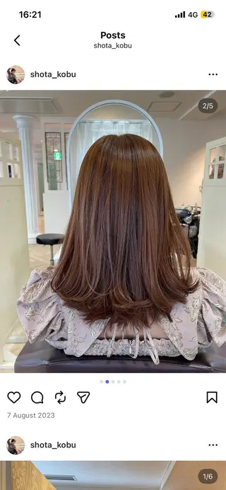ミディアム カラー 🌹ミラクル美容師 🌹くっぽのヘアスタイル