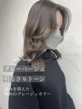 ミディアム カラー 顔周りカット 【オノザワリョウ】のヘアスタイル