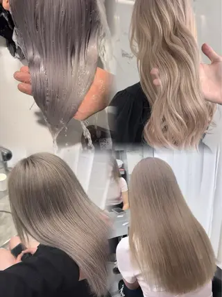 ロング カラー カナ：ホワイトカラー /ピンクカラー‎のヘアスタイル