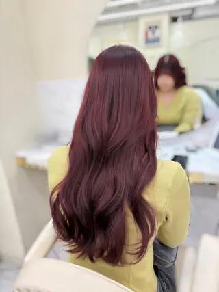 ロング カラー aku💞韓国風🩷 ピンクカラー🎀🩷のヘアスタイル