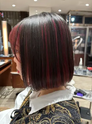 ミディアム カラー 岩柳 秋空のヘアスタイル