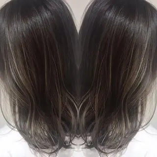 ミディアム カラー 髪質改善カラー韓国風 レイヤーtudaのヘアスタイル