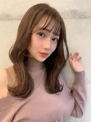 ミディアム カラー 透明感カラー✂︎ /縮毛矯正/YUKAのヘアスタイル