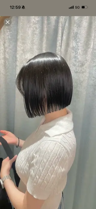 ショート オリーブベージュ/ボ ブ縮毛矯正たまき🧡のヘアスタイル