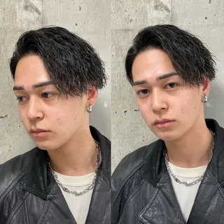 ショート カラー パーマ ヘアアレンジ メンズ 亀井隆汰/メンズ専門 パーマ/フェード可のヘアスタイル