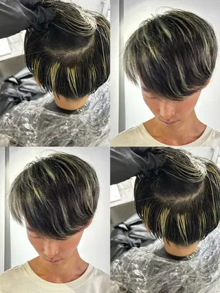 カラー メンズ ブリーチ🐰インナー ♡ハイライト♡綾🐰のヘアスタイル