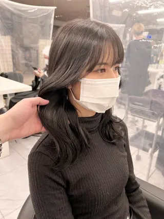 セミロング カラー パーマ ヘアアレンジ メンズ キッズ ネイル マツエク・マツパ アイブロウ 上品＆韓国風 🥀海心🥀のヘアスタイル