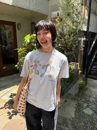 セミロング パーマ 金田 夏野のヘアスタイル
