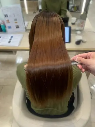ロング シャドウパーマ／骨格 矯正カット　トモキのヘアスタイル