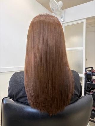 ロング 髪質改善/縮毛矯正 /コテ巻き風パーマのヘアスタイル