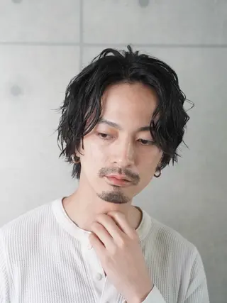 ミディアム パーマ メンズ メンズサロン kiyoのヘアスタイル