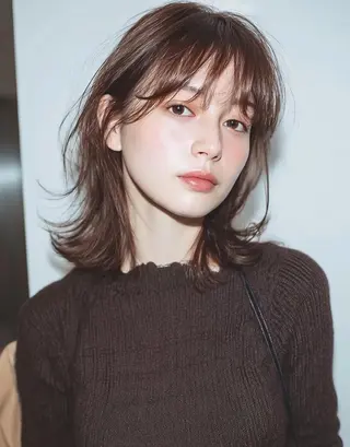 セミロング カラー デザインカラー✨ 透明感カラー菊地真保のヘアスタイル