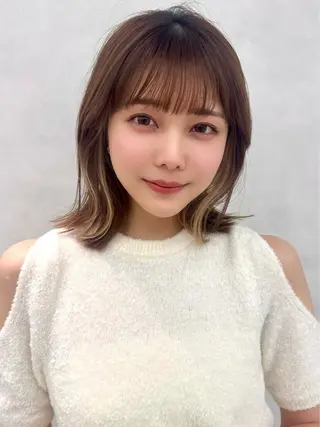 ミディアム カラー ヘアアレンジ ✨レイヤー/ 透明感カラー✨冨永剛のヘアスタイル