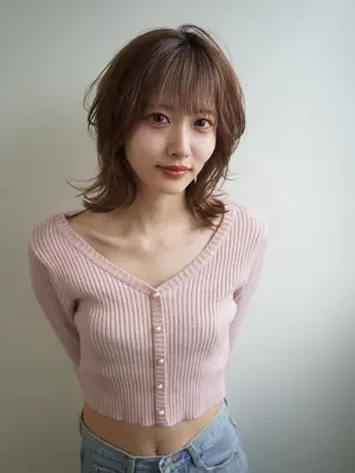 ミディアム カラー レディースモデル募集 当日予約可/松田一成のヘアスタイル