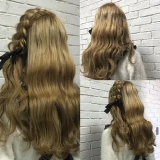 ロング ヘアアレンジ Acchon/心斎橋 💚ダブルカラーのヘアスタイル