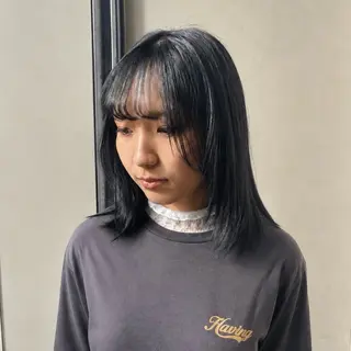 セミロング カラー 🍃オリーブ/透明感 カラー/ shoのヘアスタイル