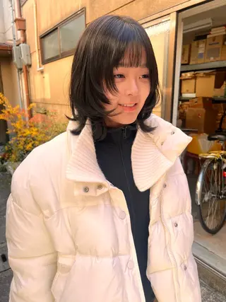 ミディアム ボブパーマ/レイヤー ヒロモトアサカのヘアスタイル