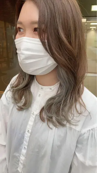 セミロング カラー パーマ ✨ミニモ指名奈良1位 ✨濱崎のヘアスタイル