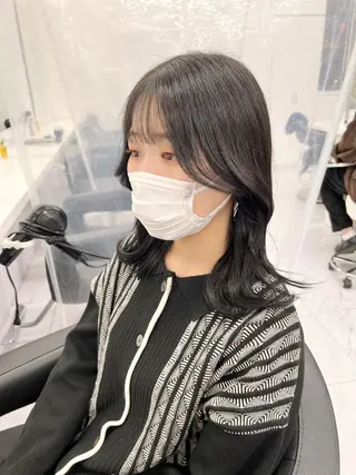セミロング カラー パーマ ヘアアレンジ メンズ キッズ ネイル マツエク・マツパ アイブロウ 上品＆韓国風 🥀海心🥀のヘアスタイル