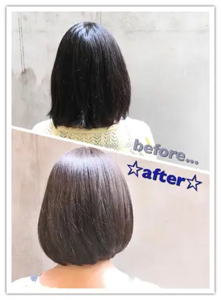 ショート ミディアム セミロング ロング カラー 沖 宜志のヘアスタイル