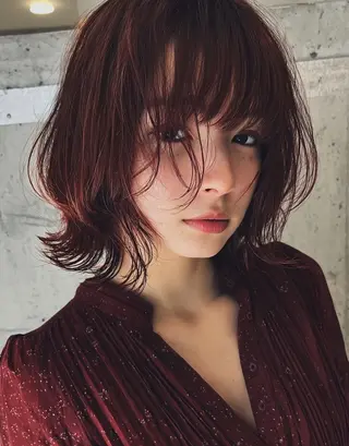 カラー ミディアム デザインカラー✨ 透明感カラー菊地真保のヘアスタイル
