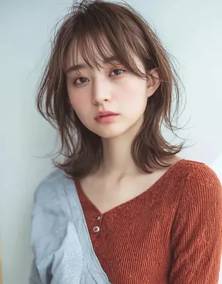 セミロング カラー デザインカラー✨ 透明感カラー菊地真保のヘアスタイル