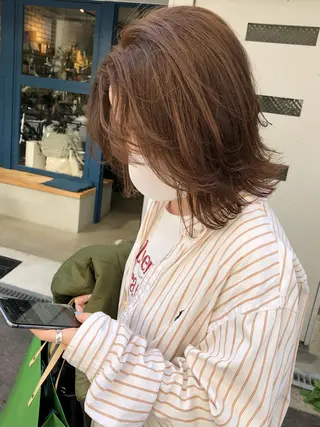 ミディアム カラー wカラー 指名No1かけるのヘアスタイル