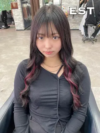 ロング ヘアアレンジ カラー エクステ MORI エクステMARIKAのヘアスタイル