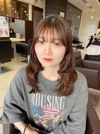 セミロング カラー 🤎韓国ヘア ベージュ まゆか🤎のヘアスタイル