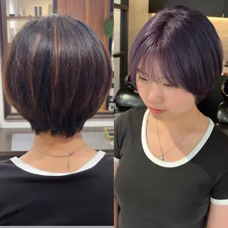 ショート レイヤーカット/髪質 改善/ダブルカラーのヘアスタイル
